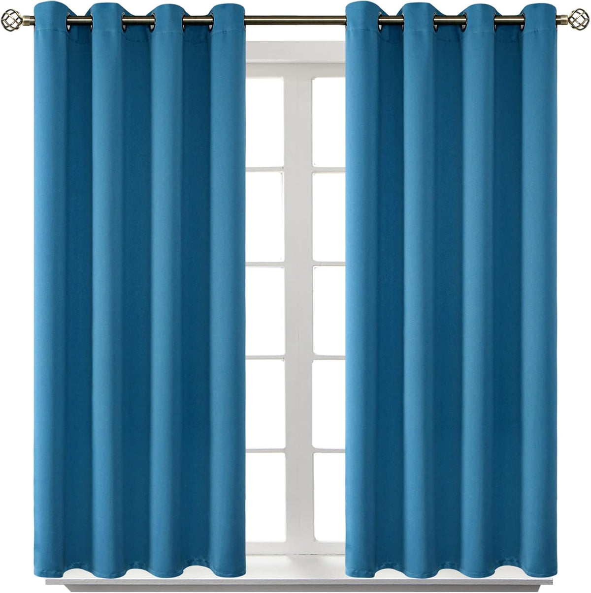 45"L x 52"W polyester curtains in Steel Blue