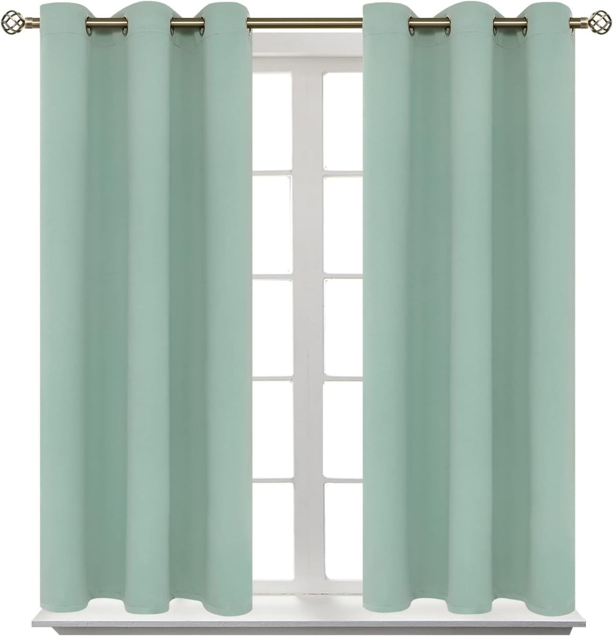 54"L x 38"W polyester curtains in Frosty Green