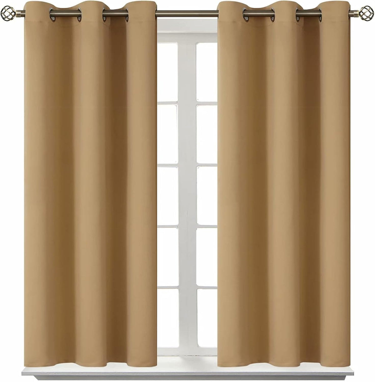 54"L x 38"W polyester curtains in Khaki