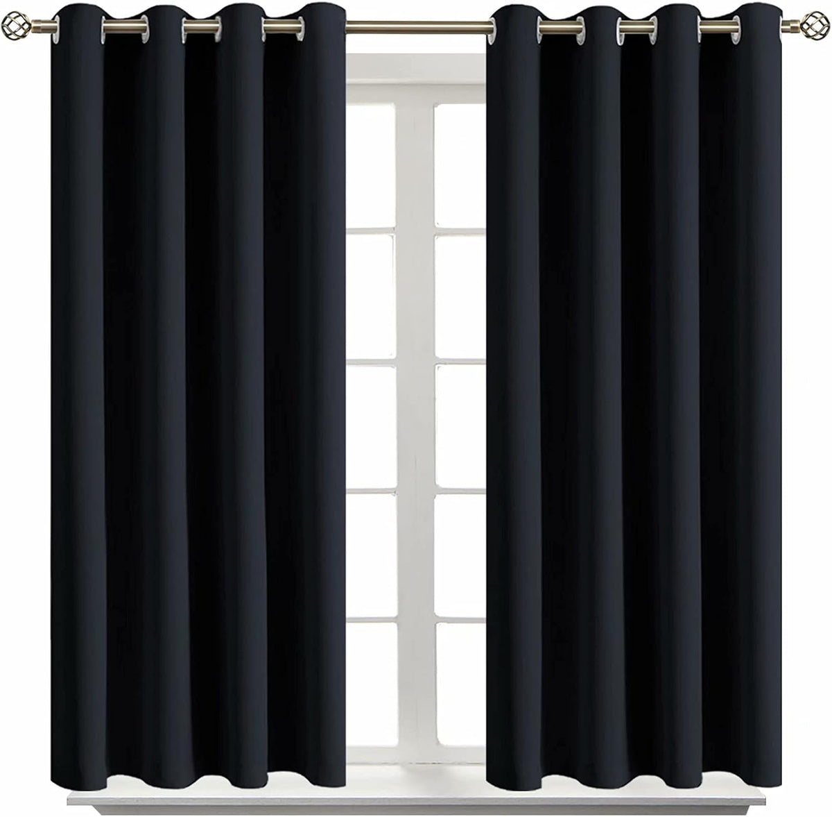 54"L x 52"W polyester curtains in Black