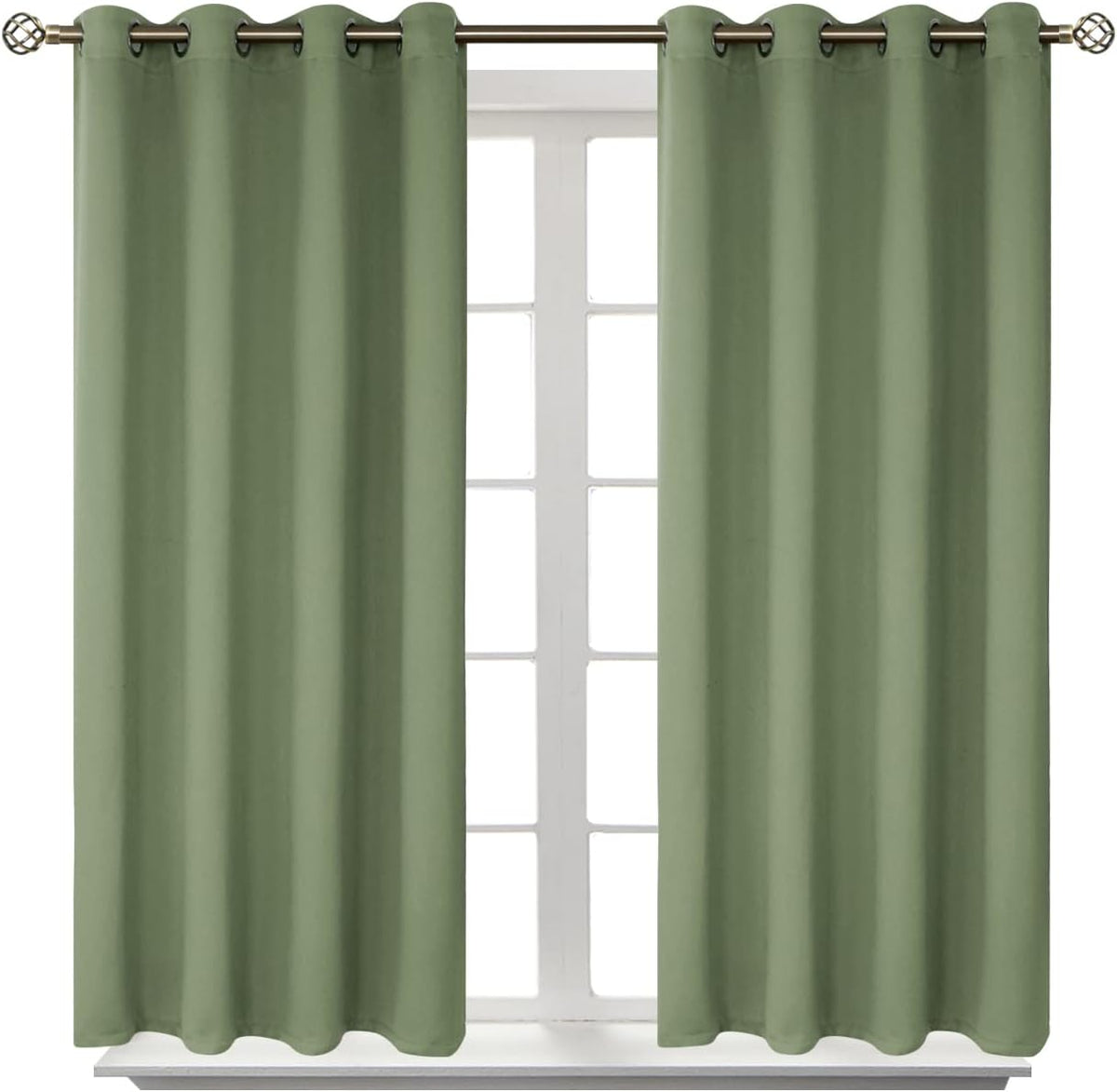 54"L x 52"W polyester curtains in Grass Green