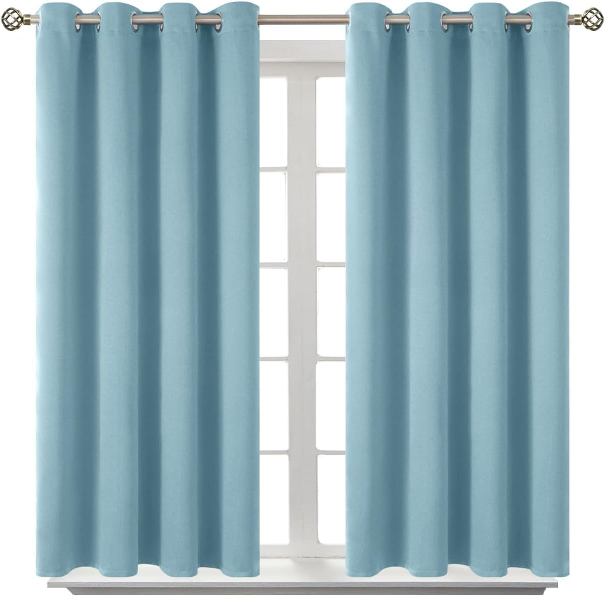 54"L x 52"W polyester curtains in Greyish Blue