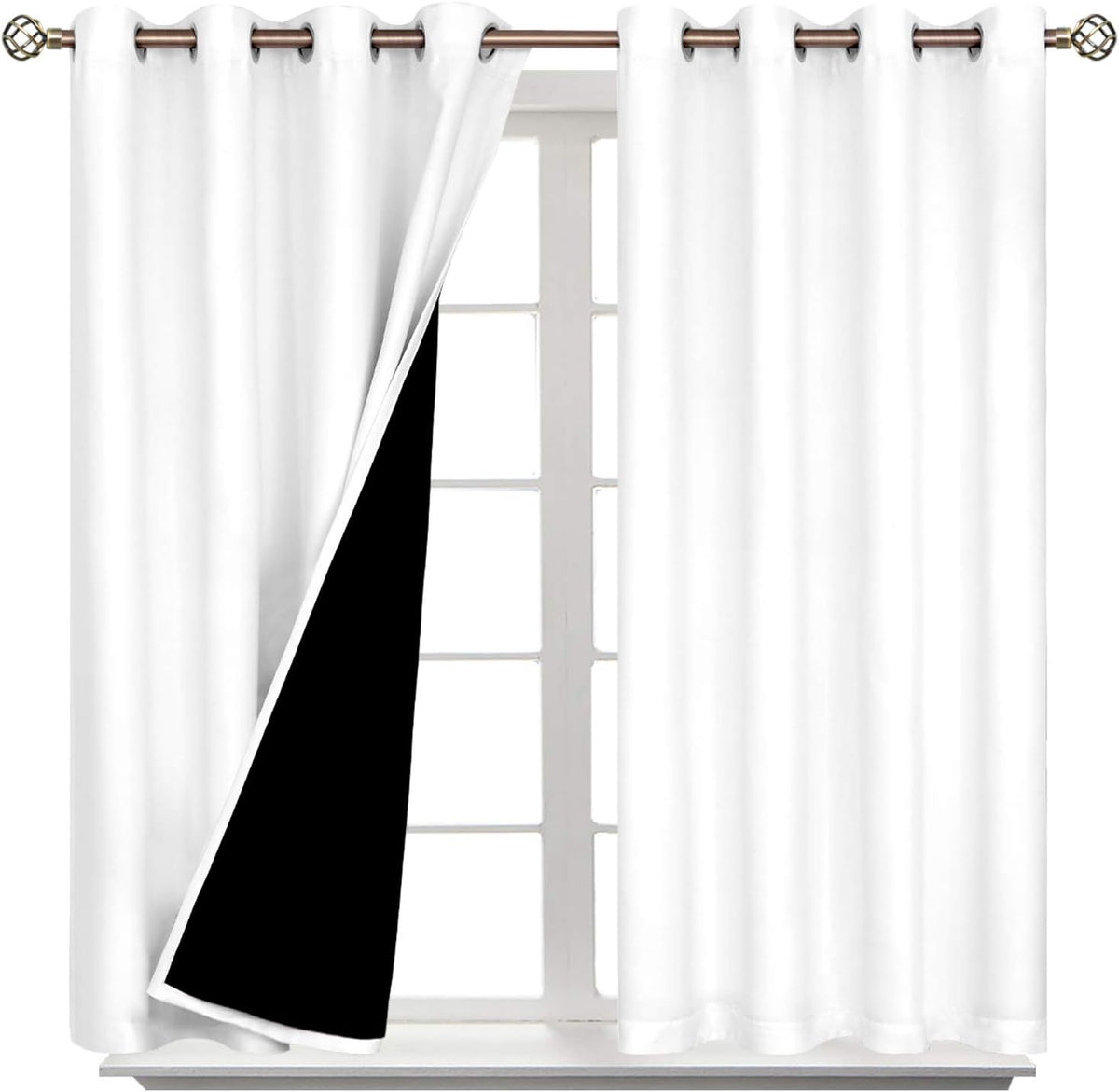 54"L x 52"W polyester curtains in White, alternate view 8