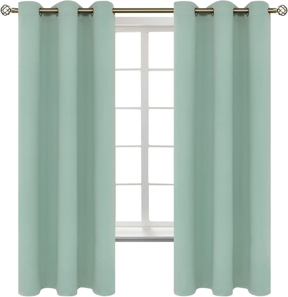 63"L x 38"W polyester curtains in Frosty Green
