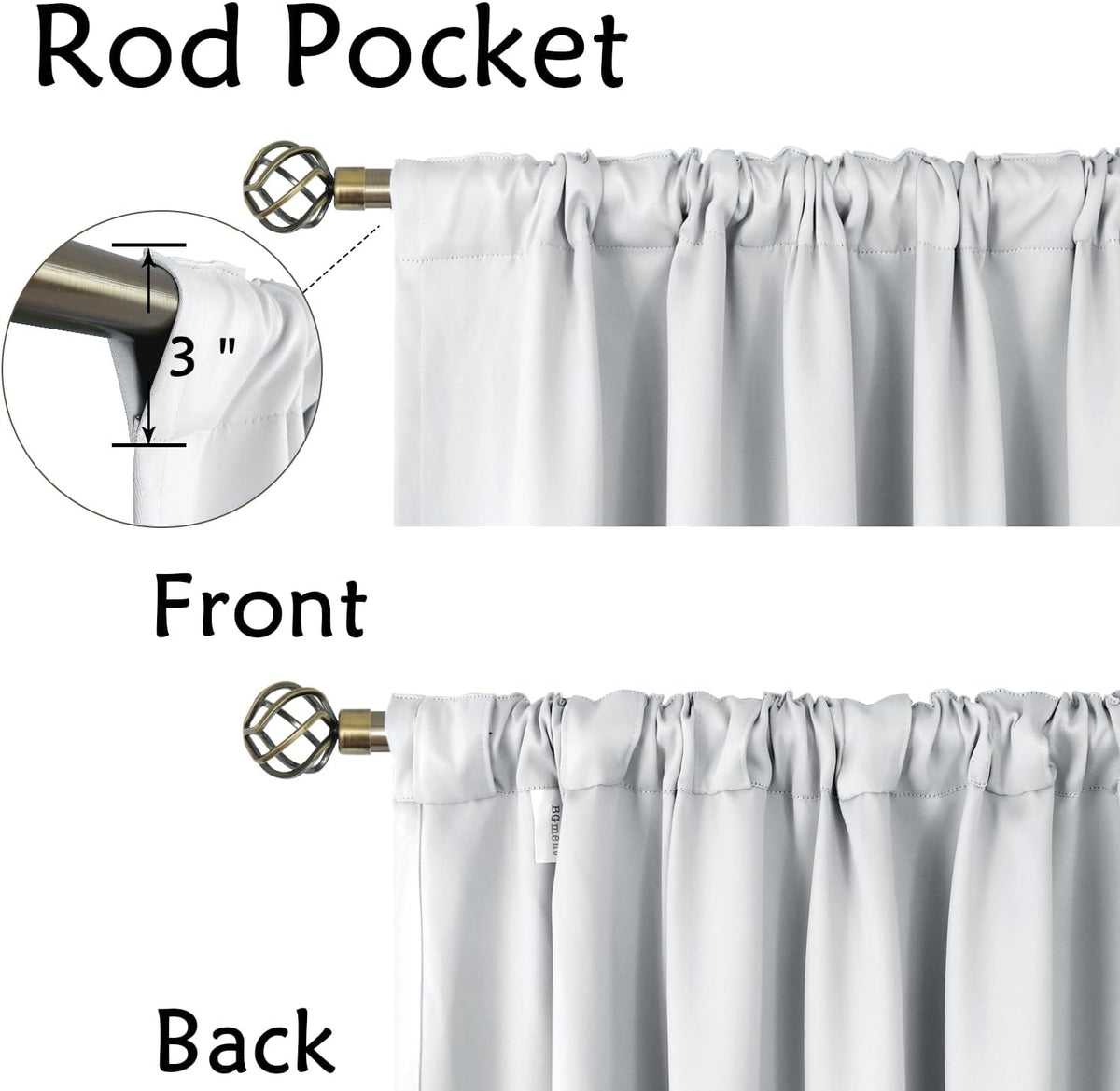 63"L x 42"W fabric curtains in Greyish White, alternate view 3