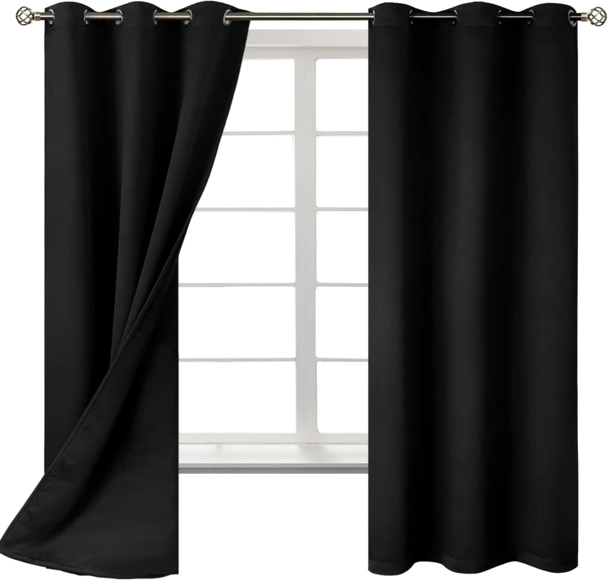 63"L x 42"W polyester curtains in Black, alternate view 8