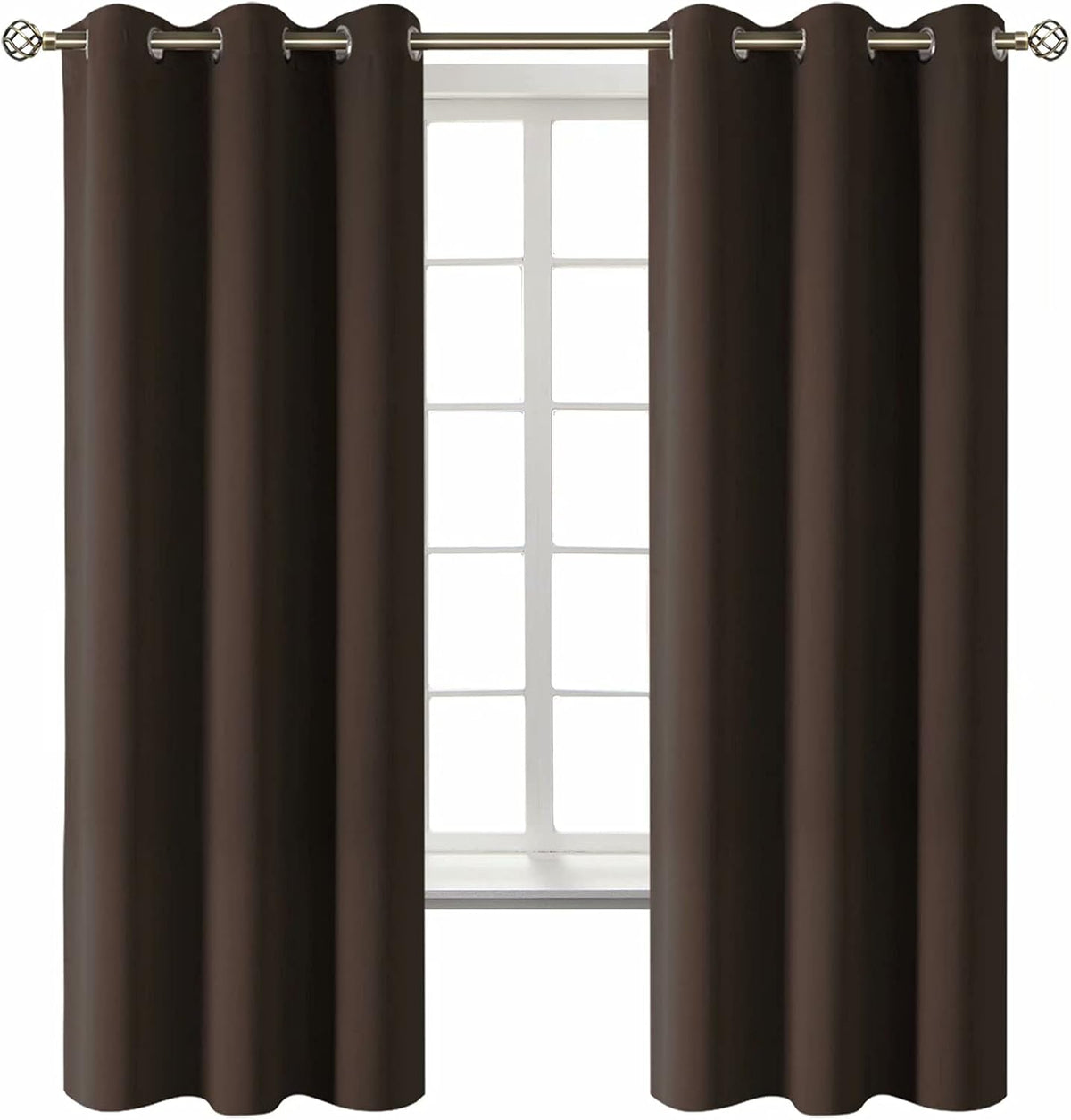 63"L x 42"W polyester curtains in Brown