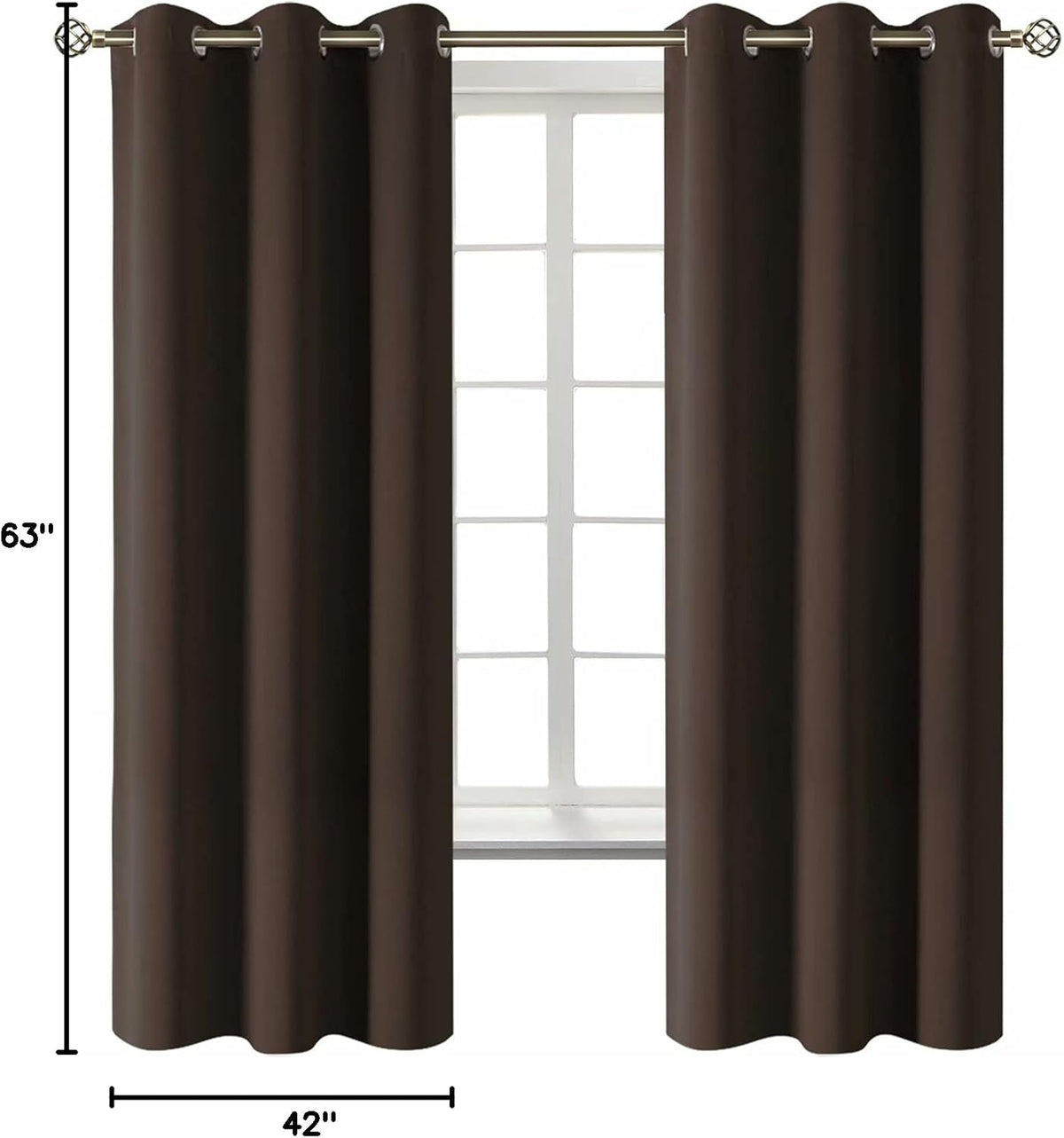63"L x 42"W polyester curtains in Brown, alternate view 9