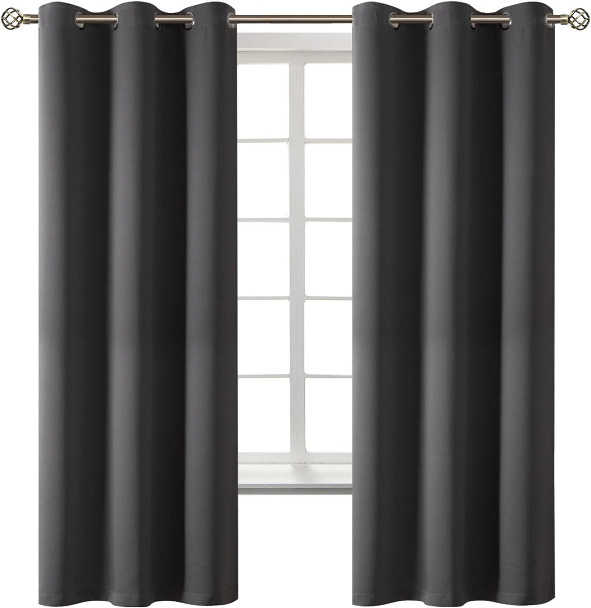 63"L x 42"W polyester curtains in Dark Grey