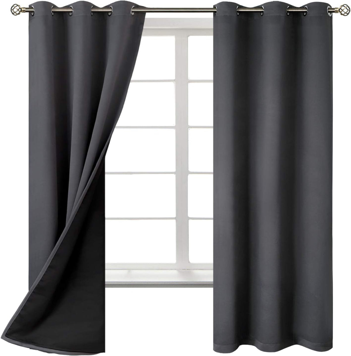 63"L x 42"W polyester curtains in Dark Grey, alternate view 8