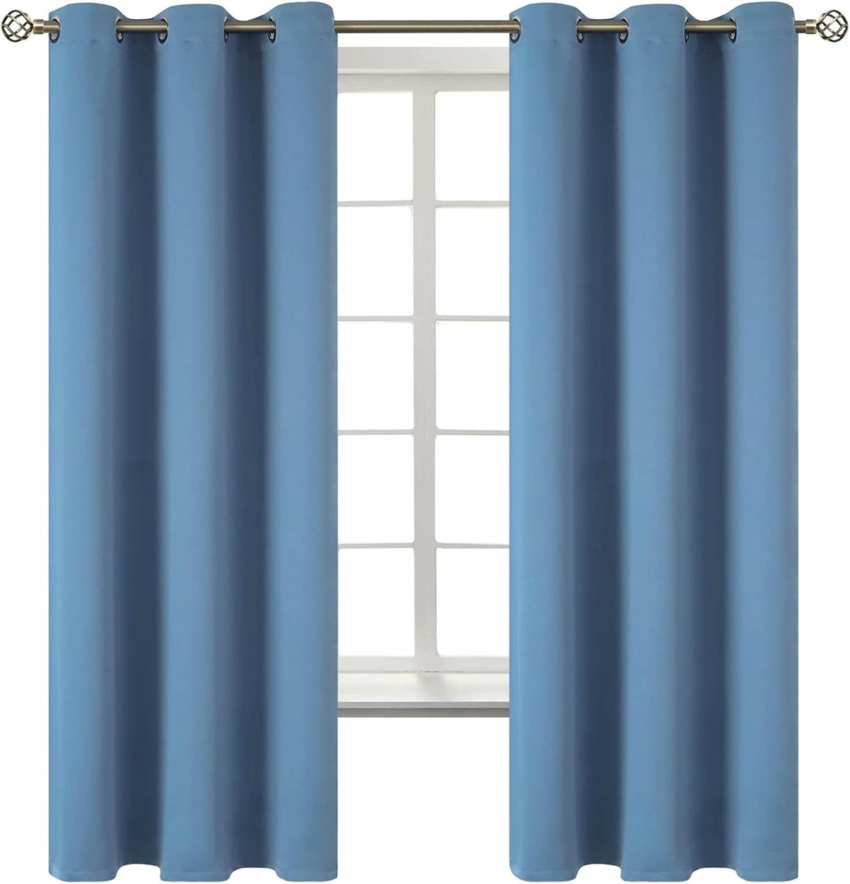 63"L x 42"W polyester curtains in Faded Denim