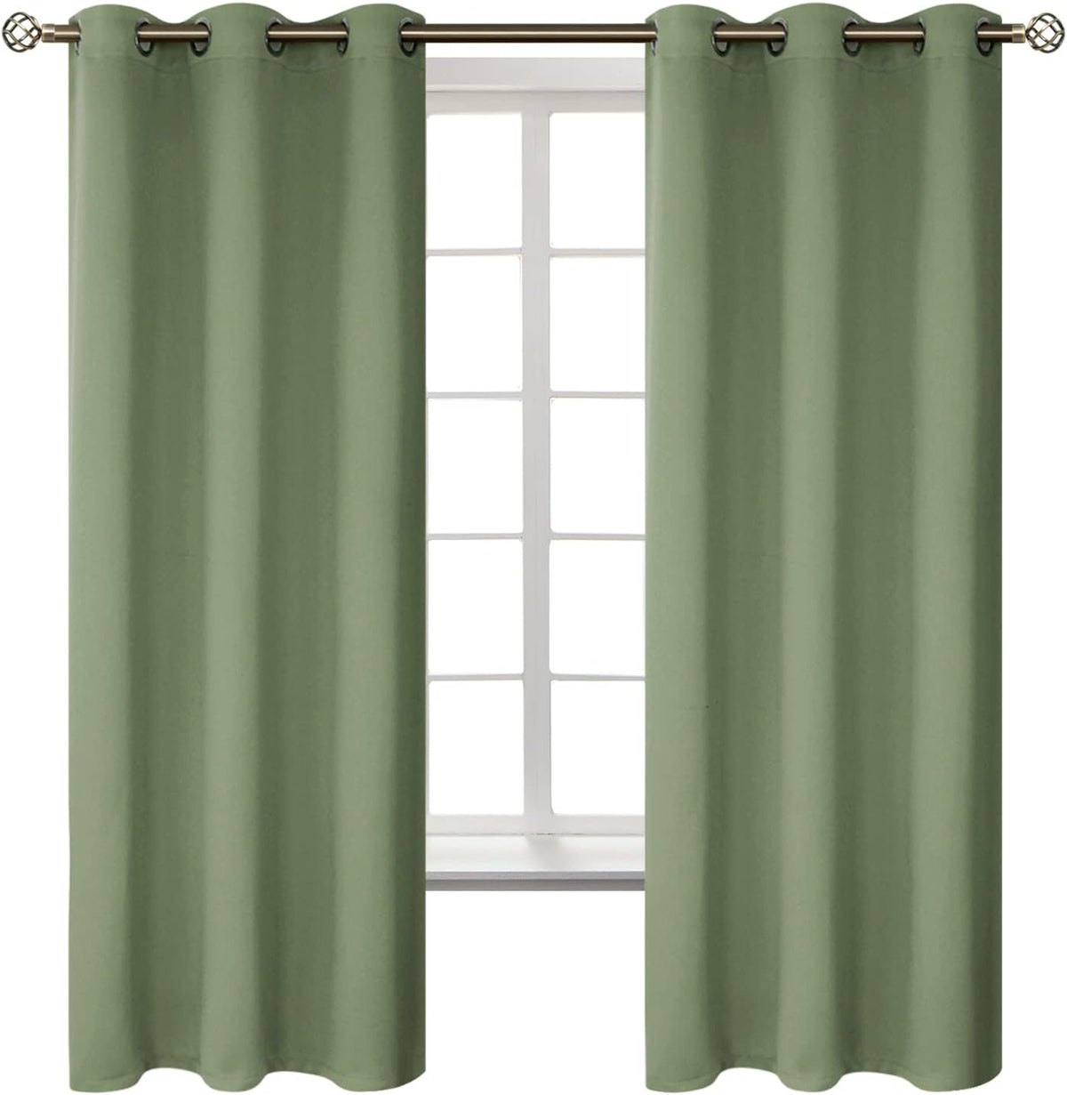 63"L x 42"W polyester curtains in Grass Green