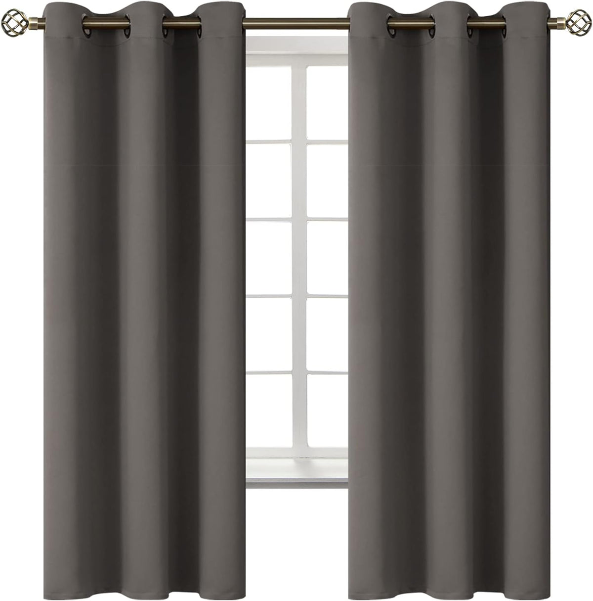 63"L x 42"W polyester curtains in Grey