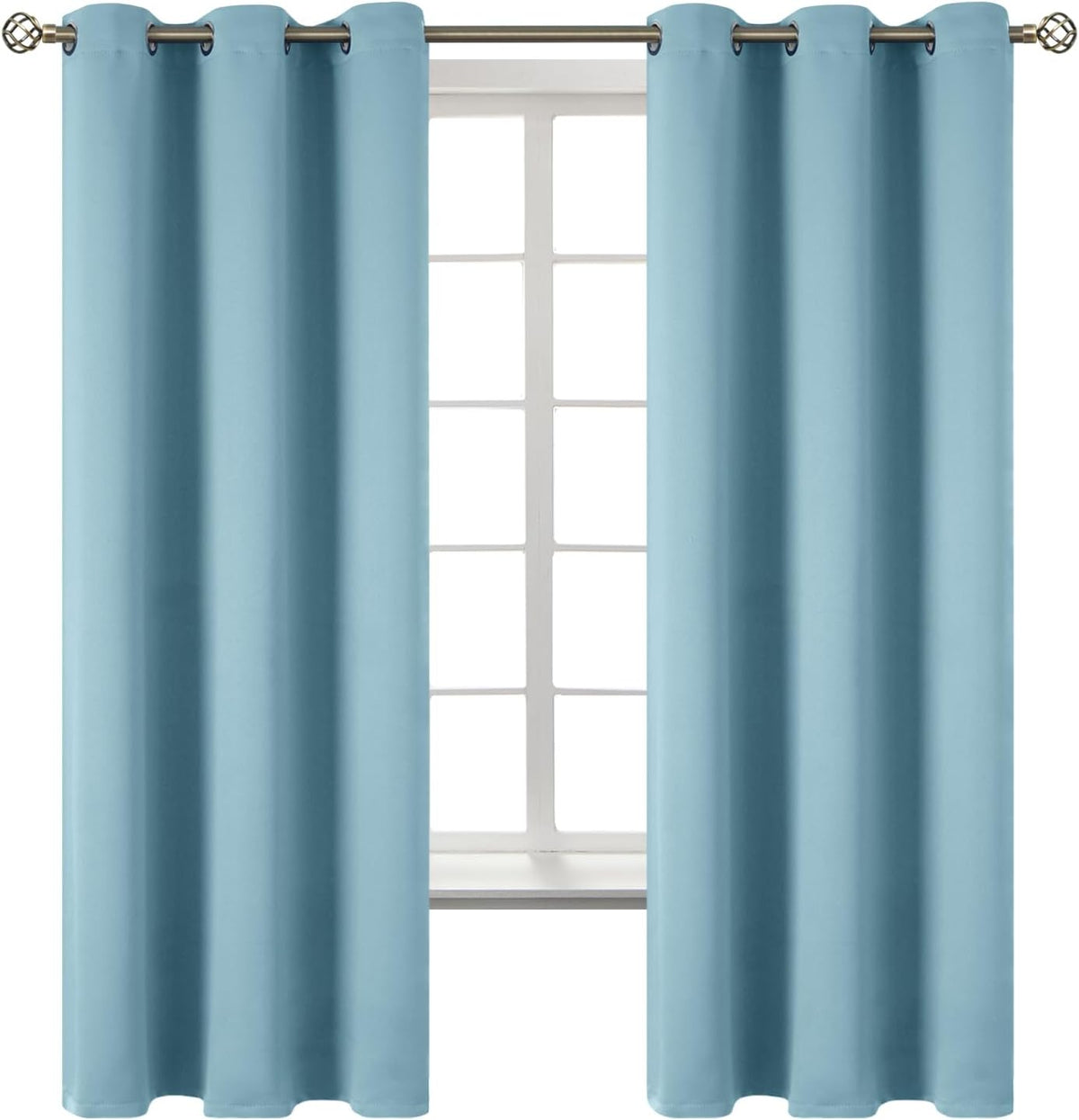 63"L x 42"W polyester curtains in Greyish Blue