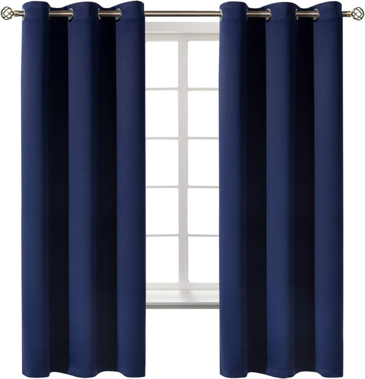 63"L x 42"W polyester curtains in Navy
