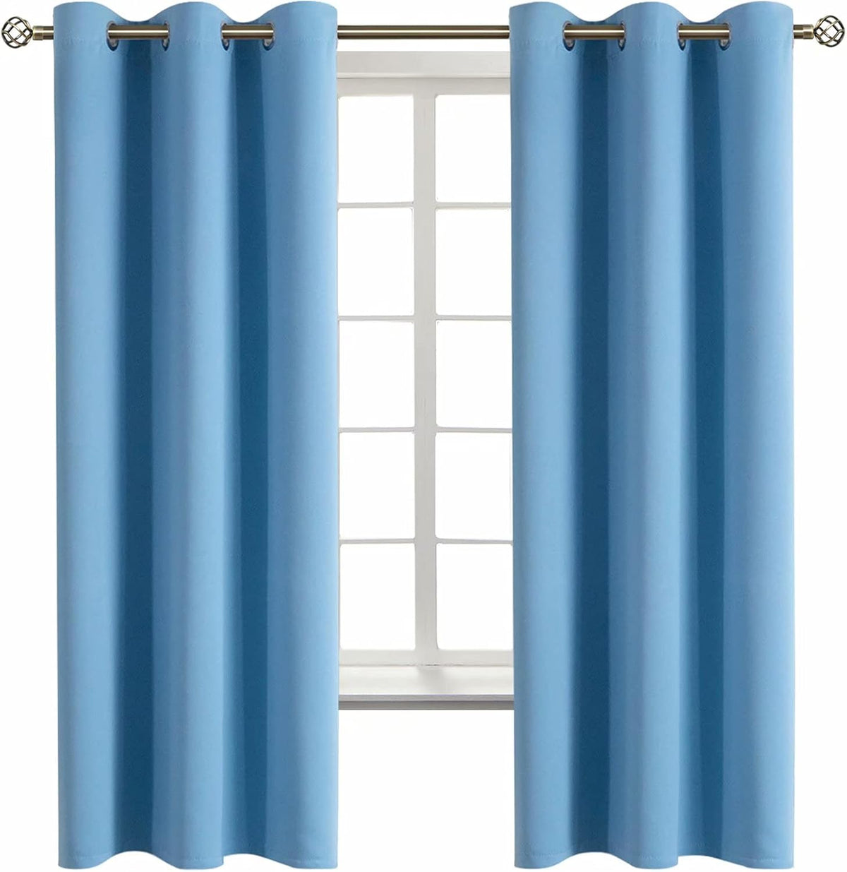 63"L x 42"W polyester curtains in Sky Blue