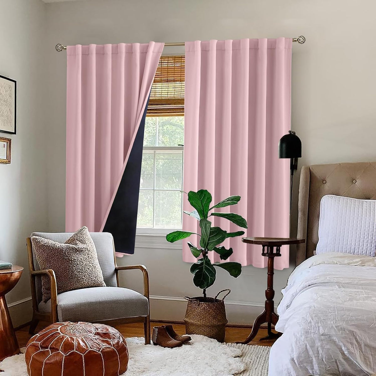 63"L x 52"W fabric curtains in Pink, alternate view 9