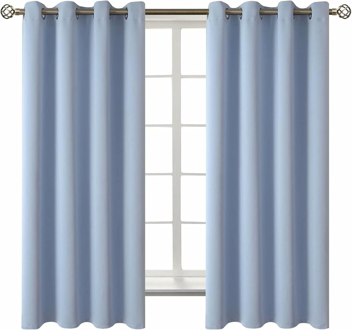 63"L x 52"W fabric curtains in Spa Blue