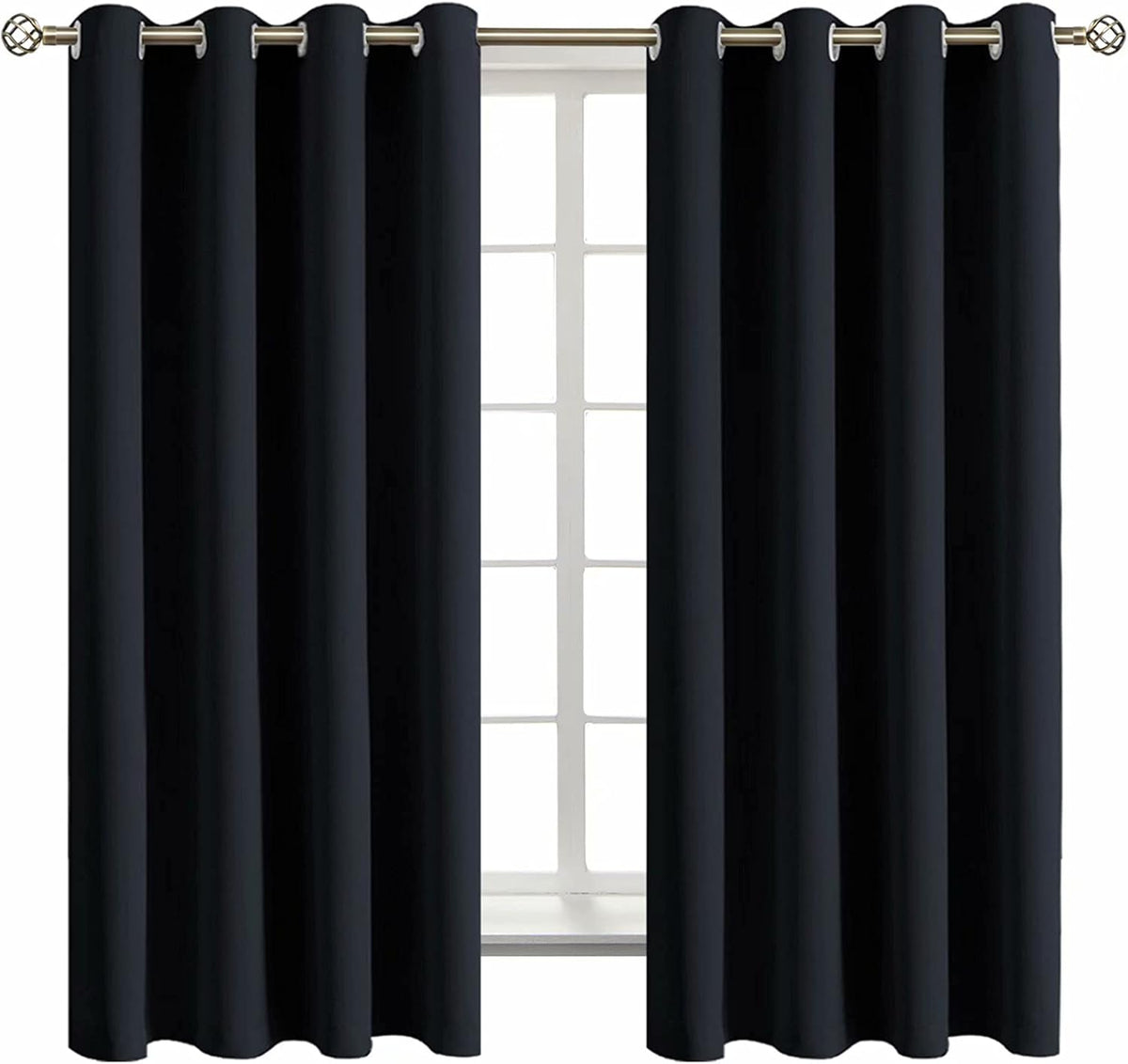 63"L x 52"W polyester curtains in Black