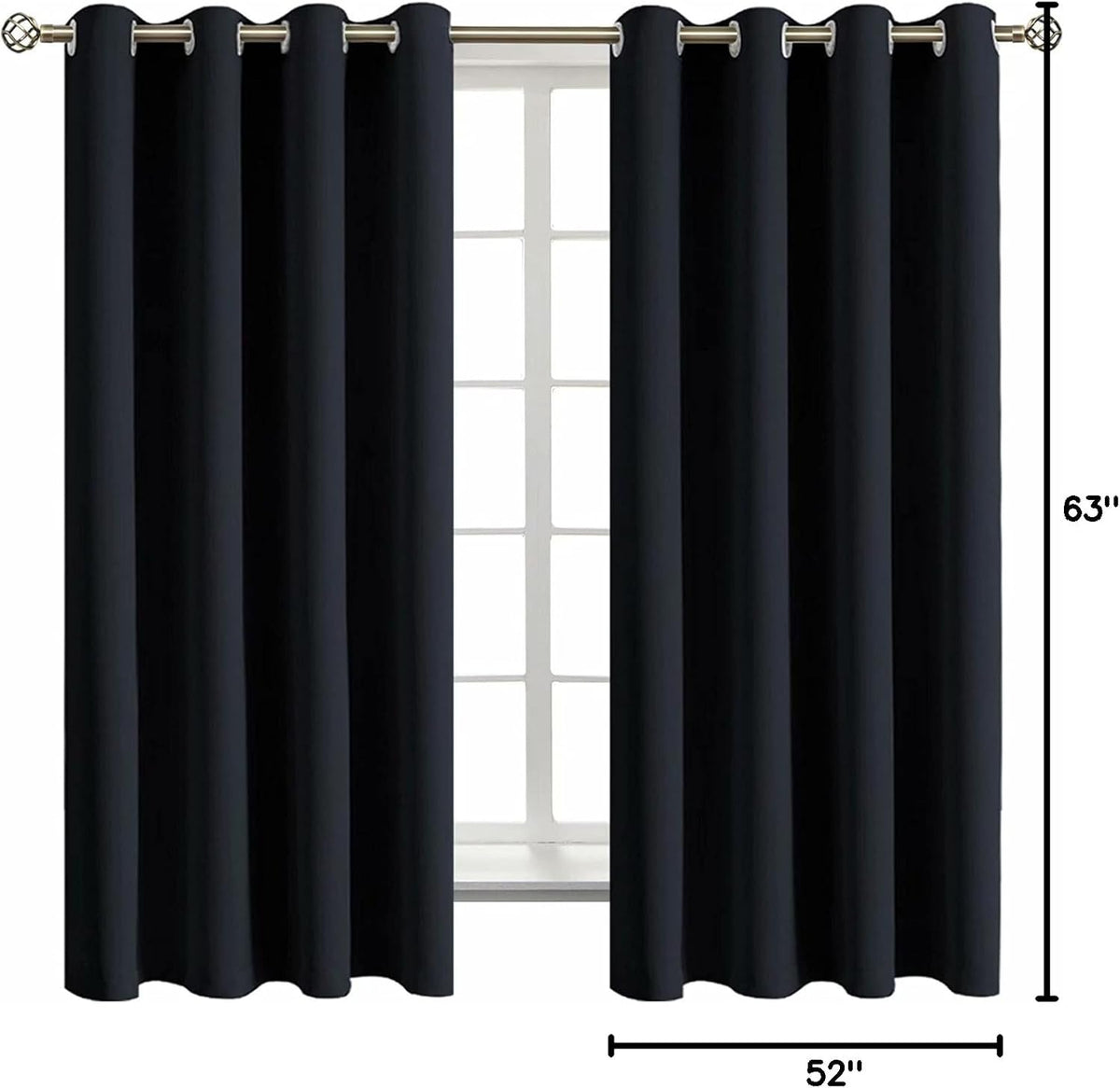 63"L x 52"W polyester curtains in Black, alternate view 9