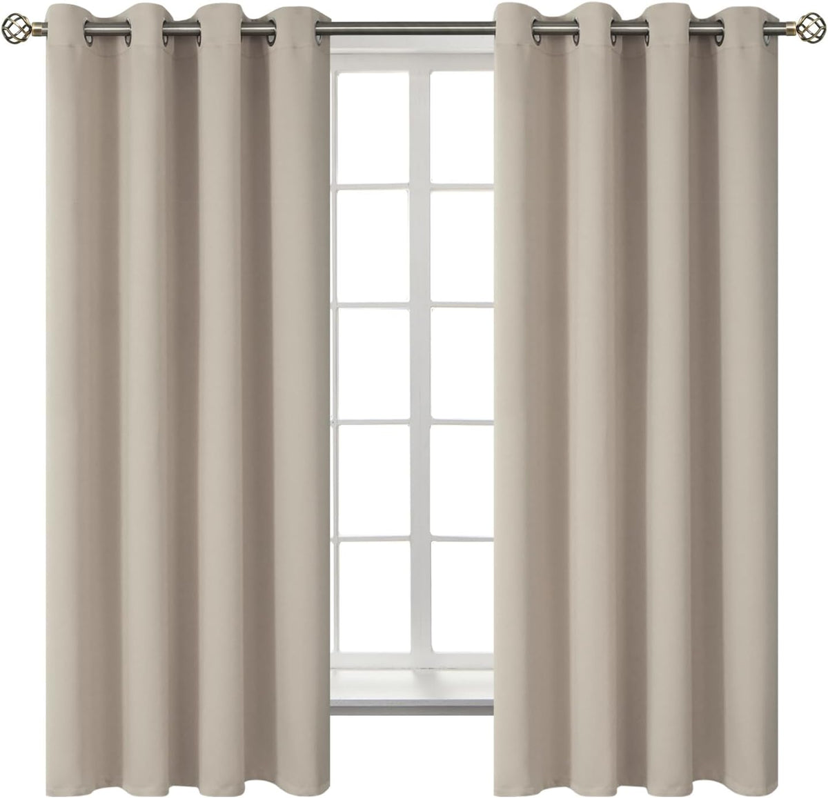 63"L x 52"W polyester curtains in Camel