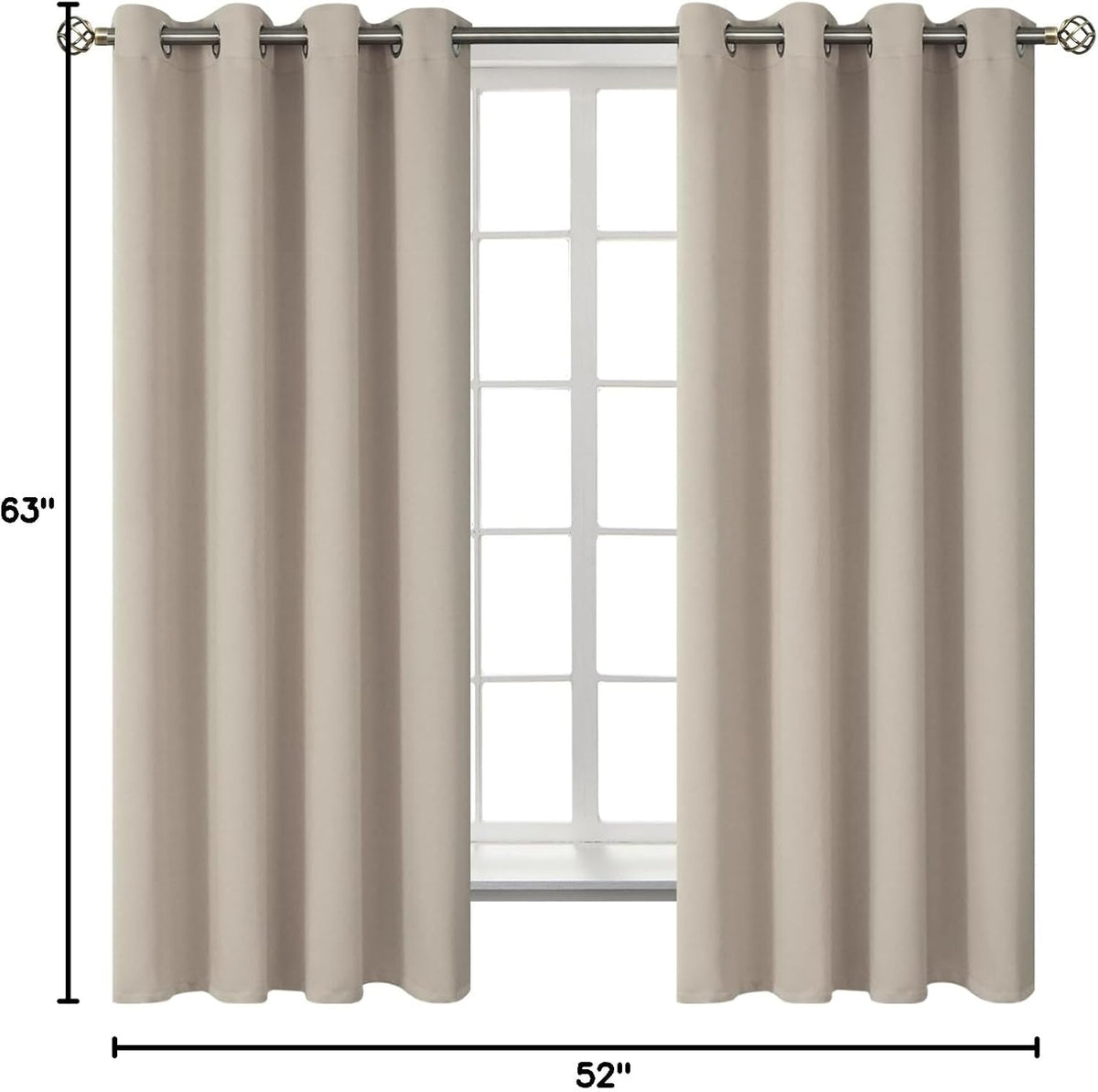 63"L x 52"W polyester curtains in Camel, alternate view 8