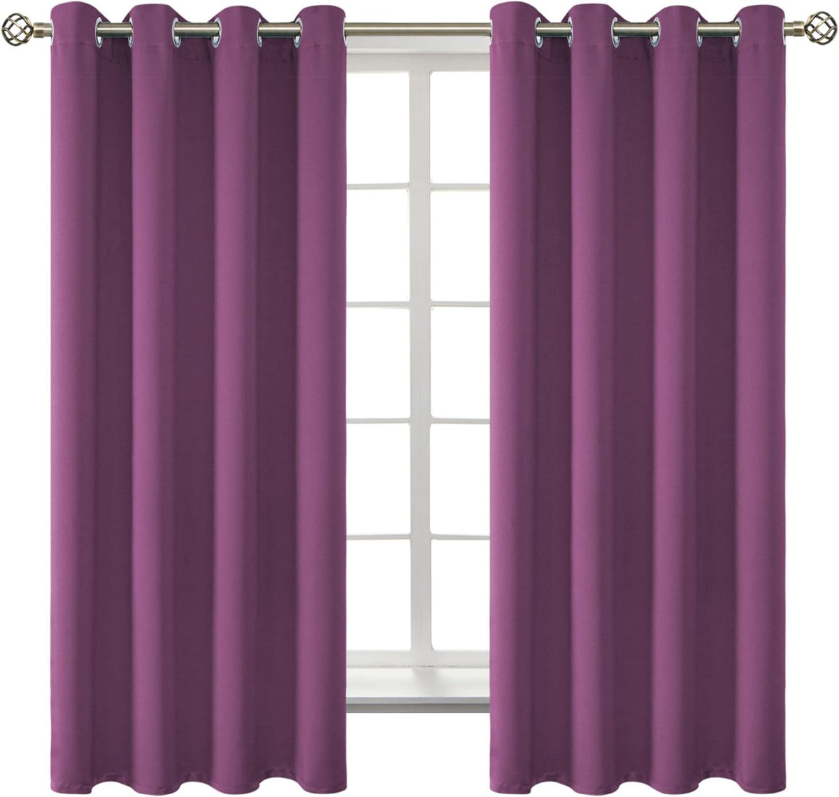 63"L x 52"W polyester curtains in Eggplant Purple