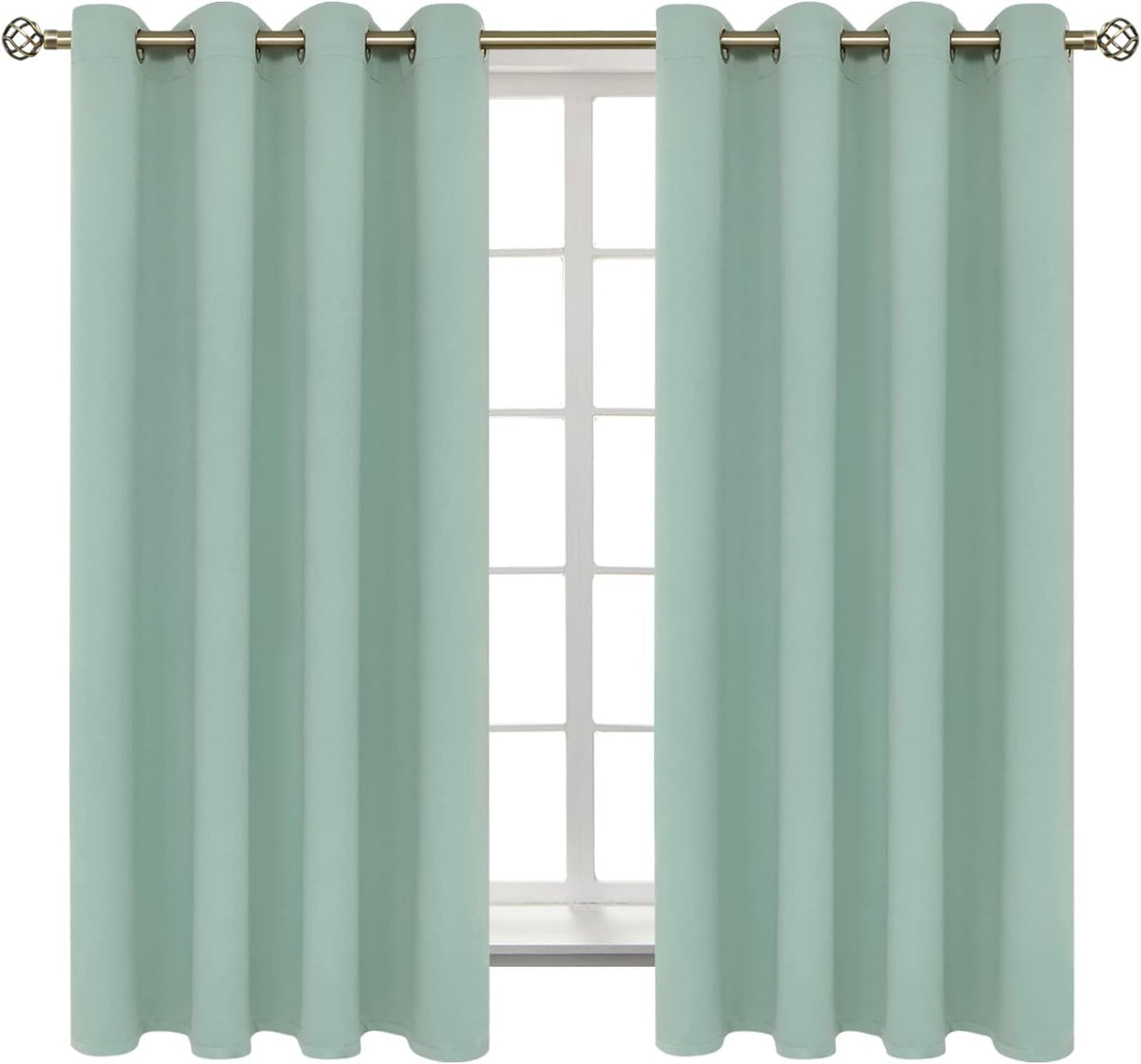 63"L x 52"W polyester curtains in Frosty Green