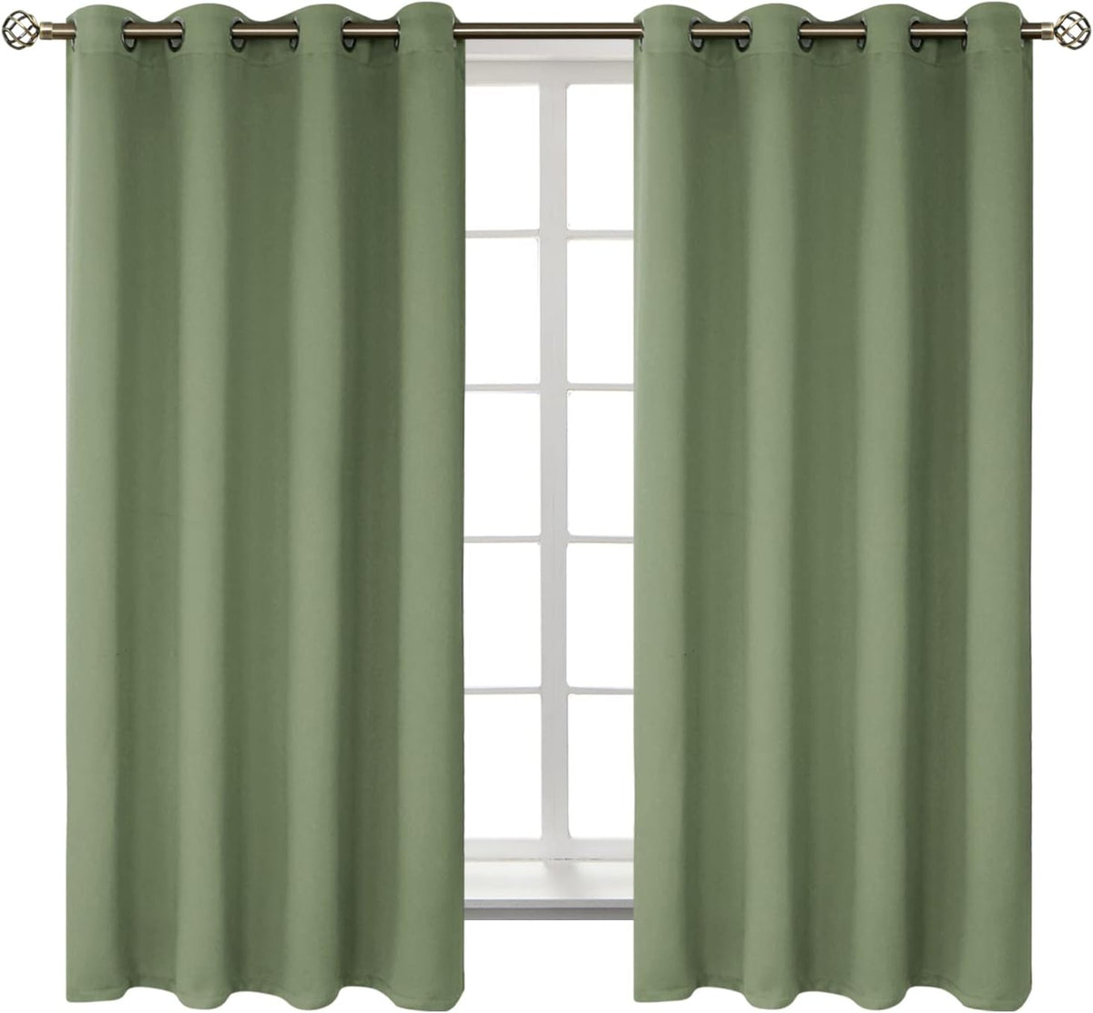 63"L x 52"W polyester curtains in Grass Green