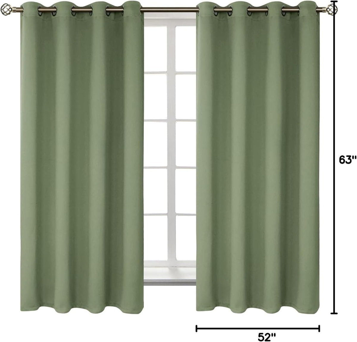 63"L x 52"W polyester curtains in Grass Green, alternate view 8