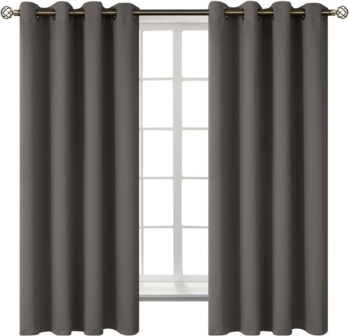 63"L x 52"W polyester curtains in Grey