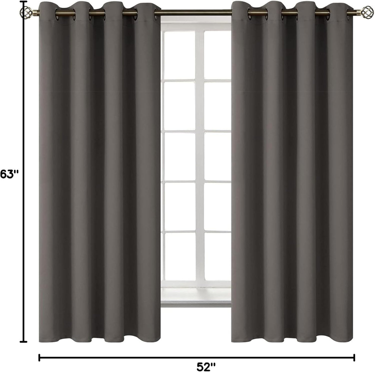 63"L x 52"W polyester curtains in Grey, alternate view 9