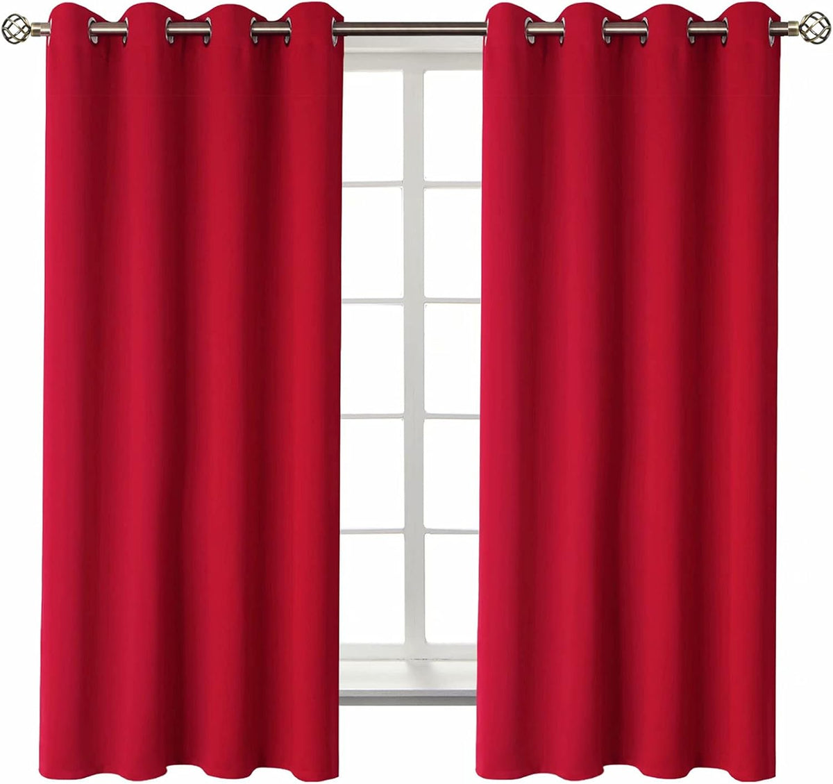 63"L x 52"W polyester curtains in Red