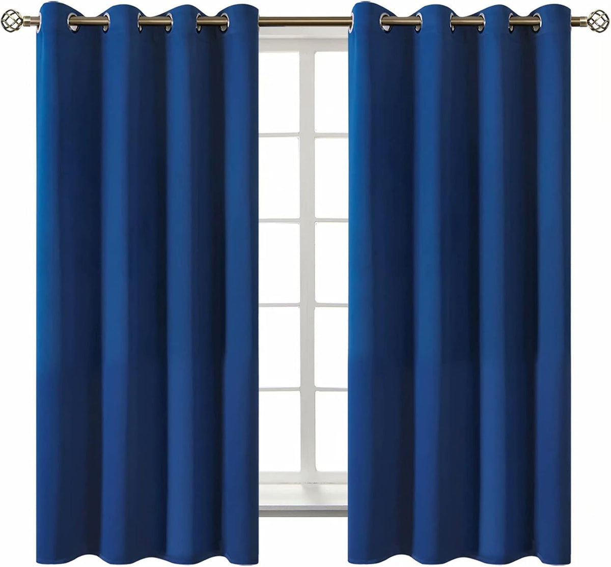 63"L x 52"W polyester curtains in Royal Blue