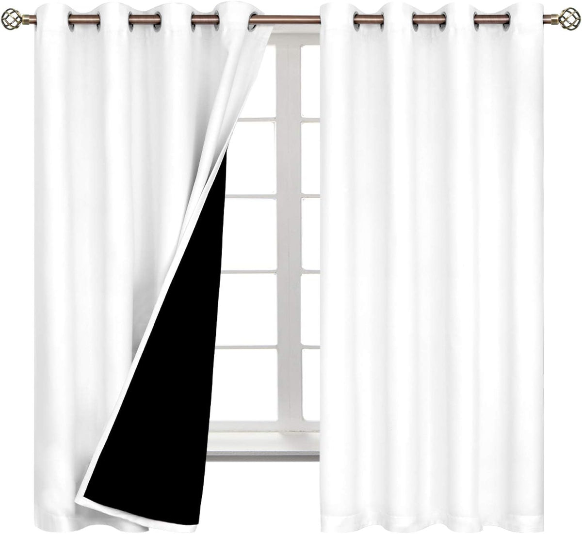 63"L x 52"W polyester curtains in White, alternate view 8