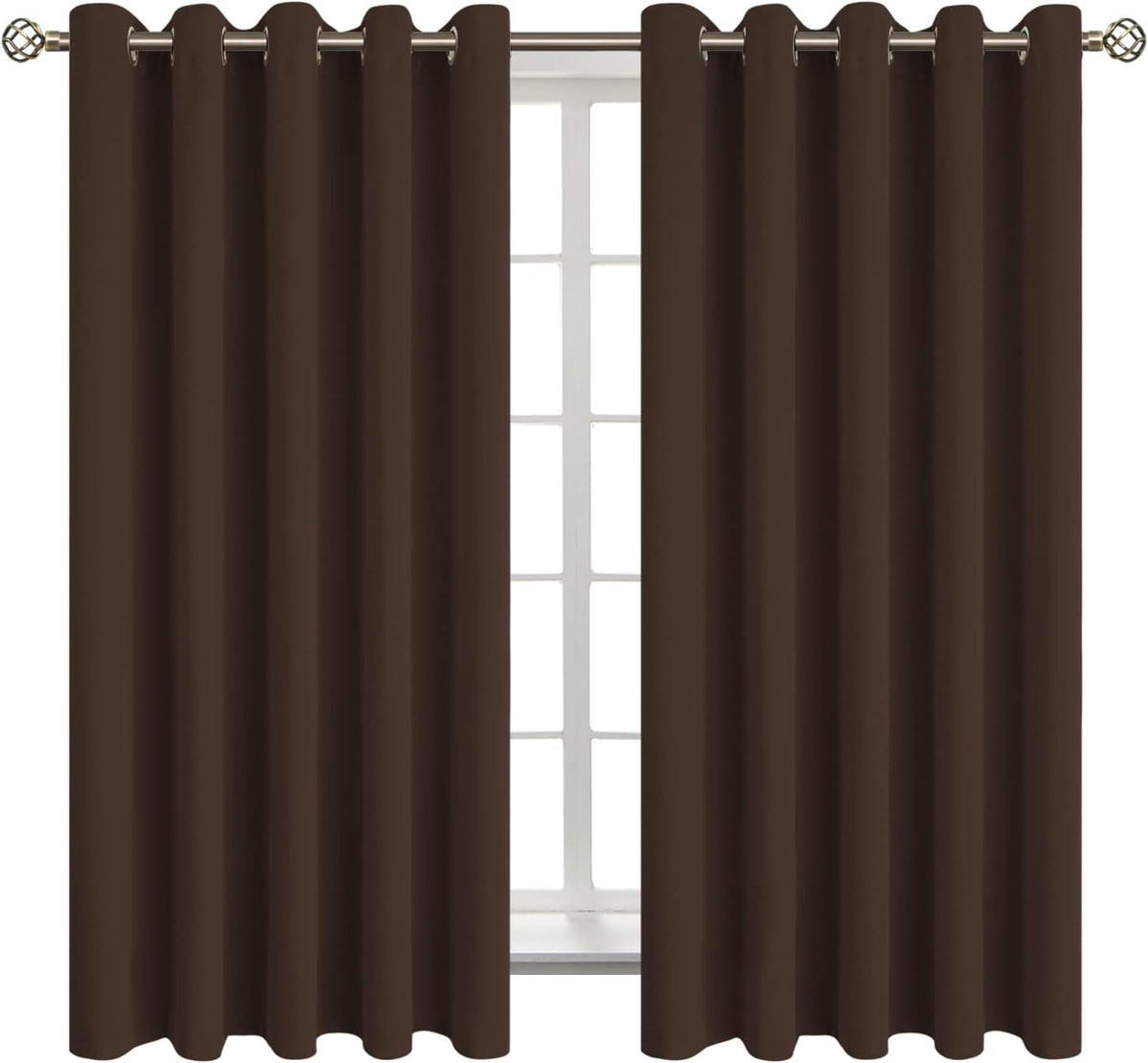63"L x 70"W polyester curtains in Brown