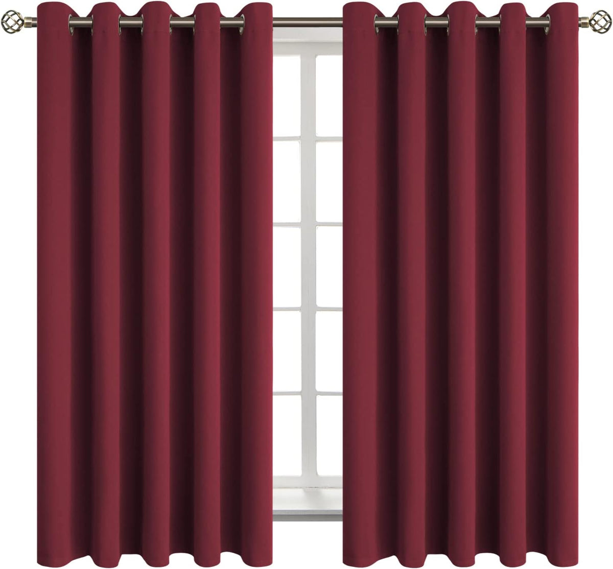 63"L x 70"W polyester curtains in Burgundy