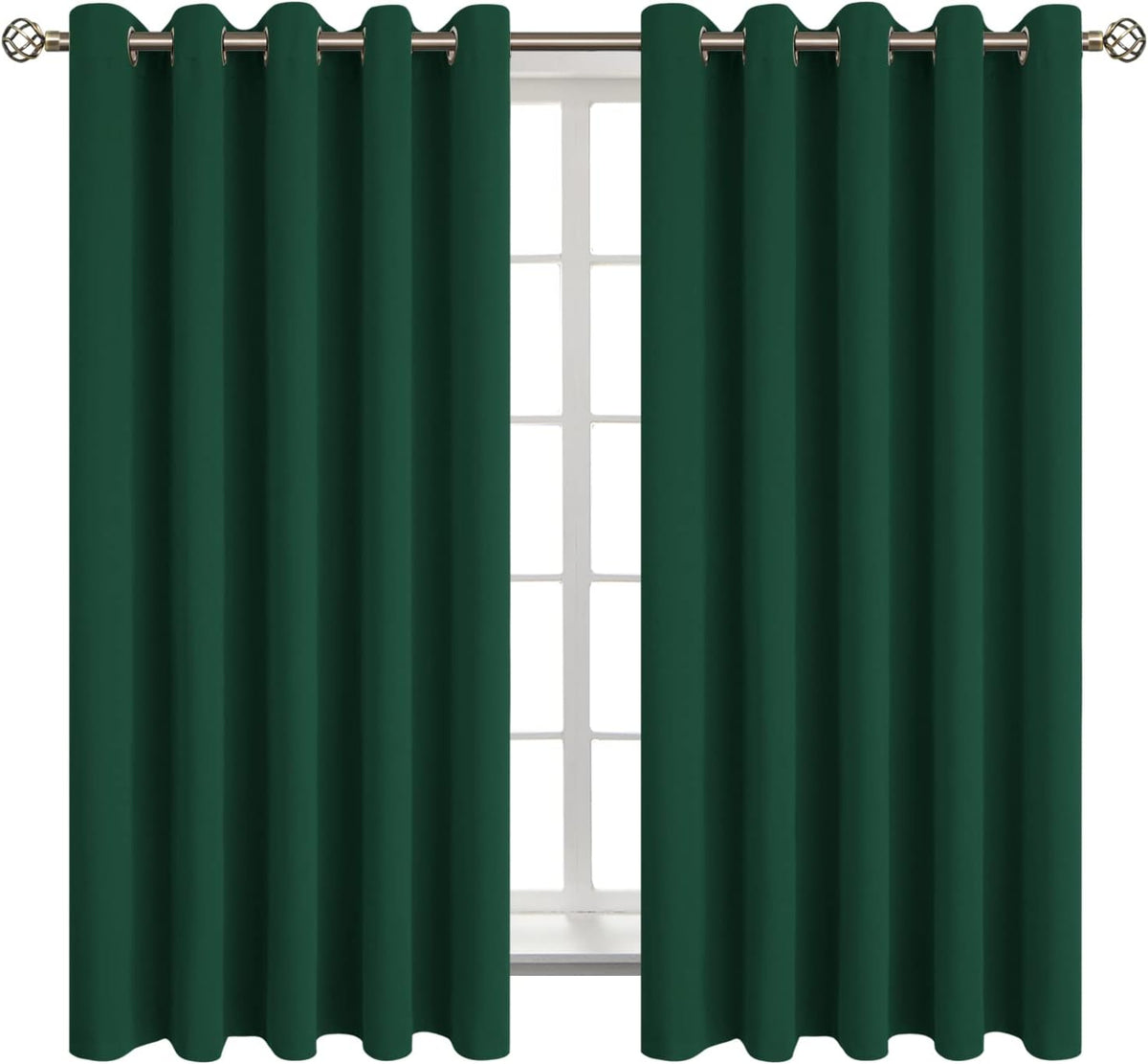 63"L x 70"W polyester curtains in Emerald Green
