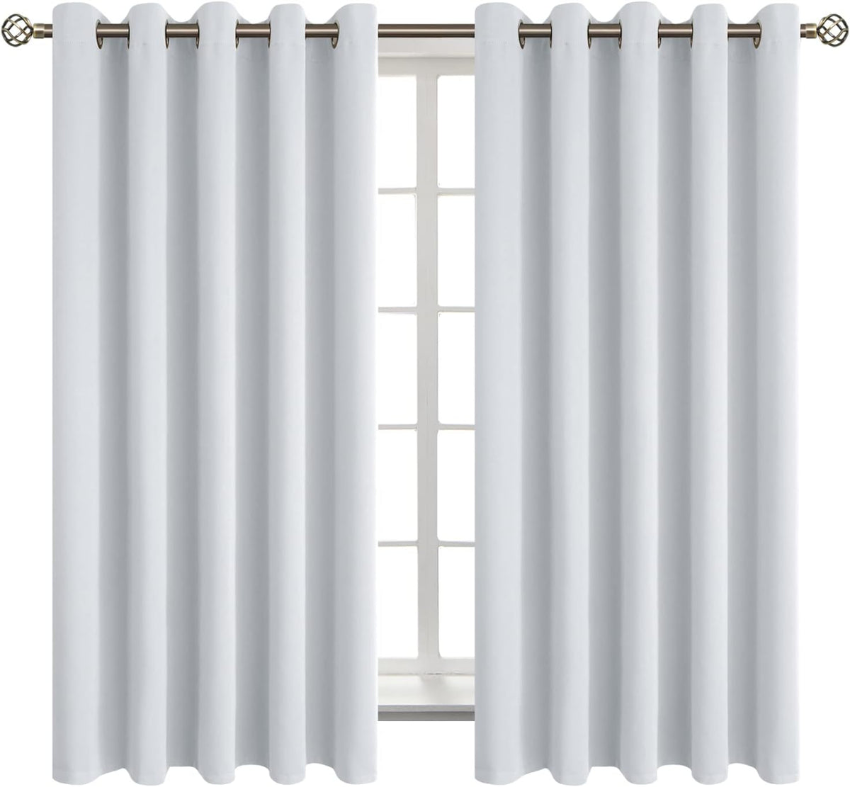 63"L x 70"W polyester curtains in Greyish White