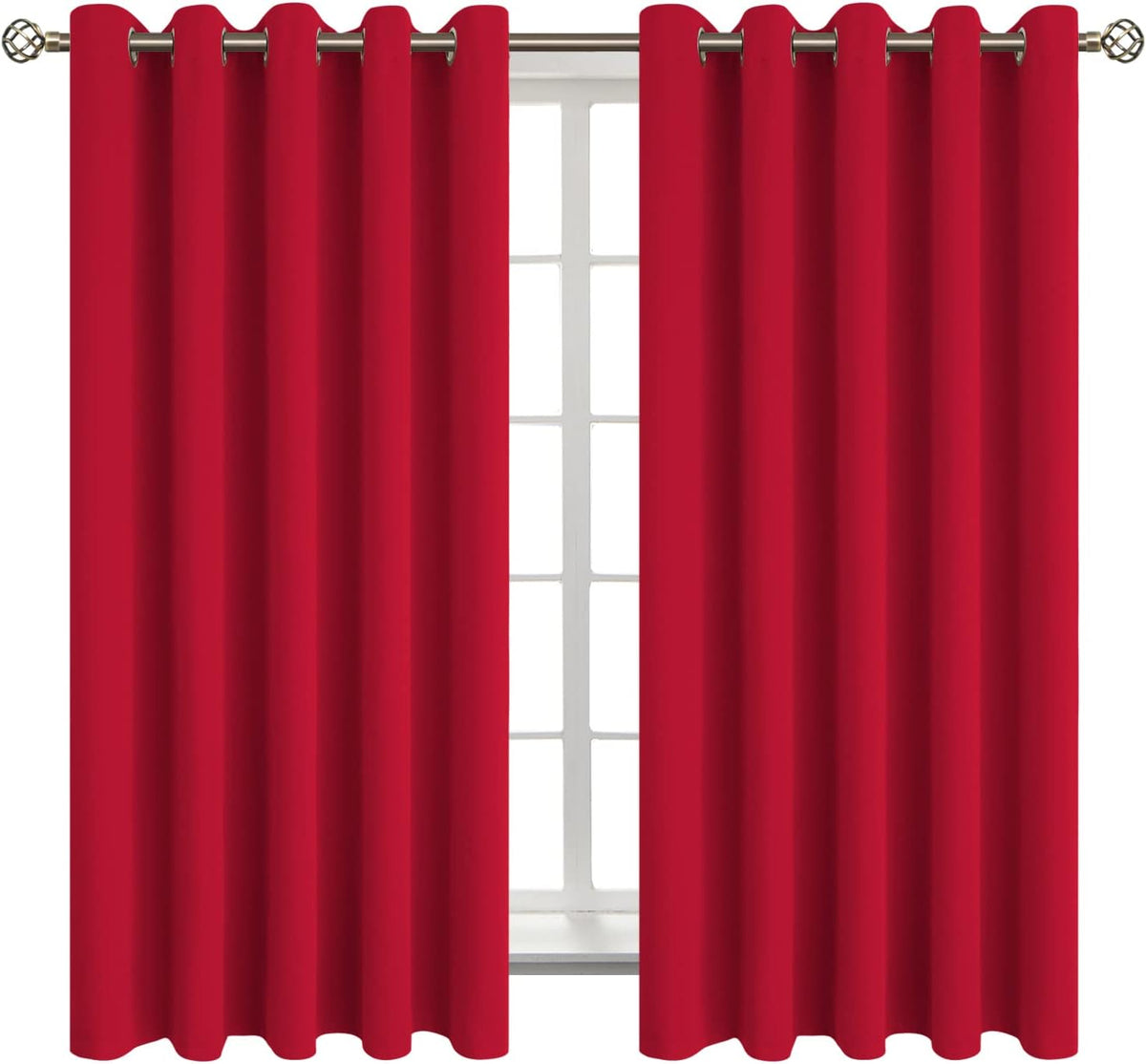 63"L x 70"W polyester curtains in Red