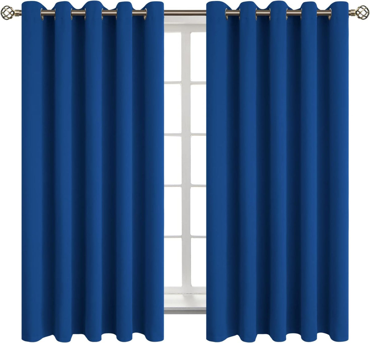 63"L x 70"W polyester curtains in Royal Blue