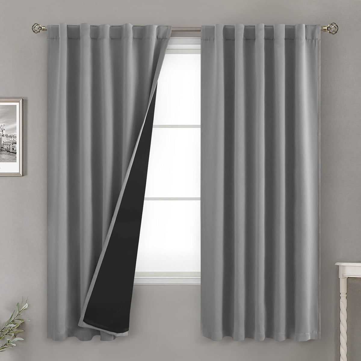 72"L x 42"W fabric curtains in Dove Grey
