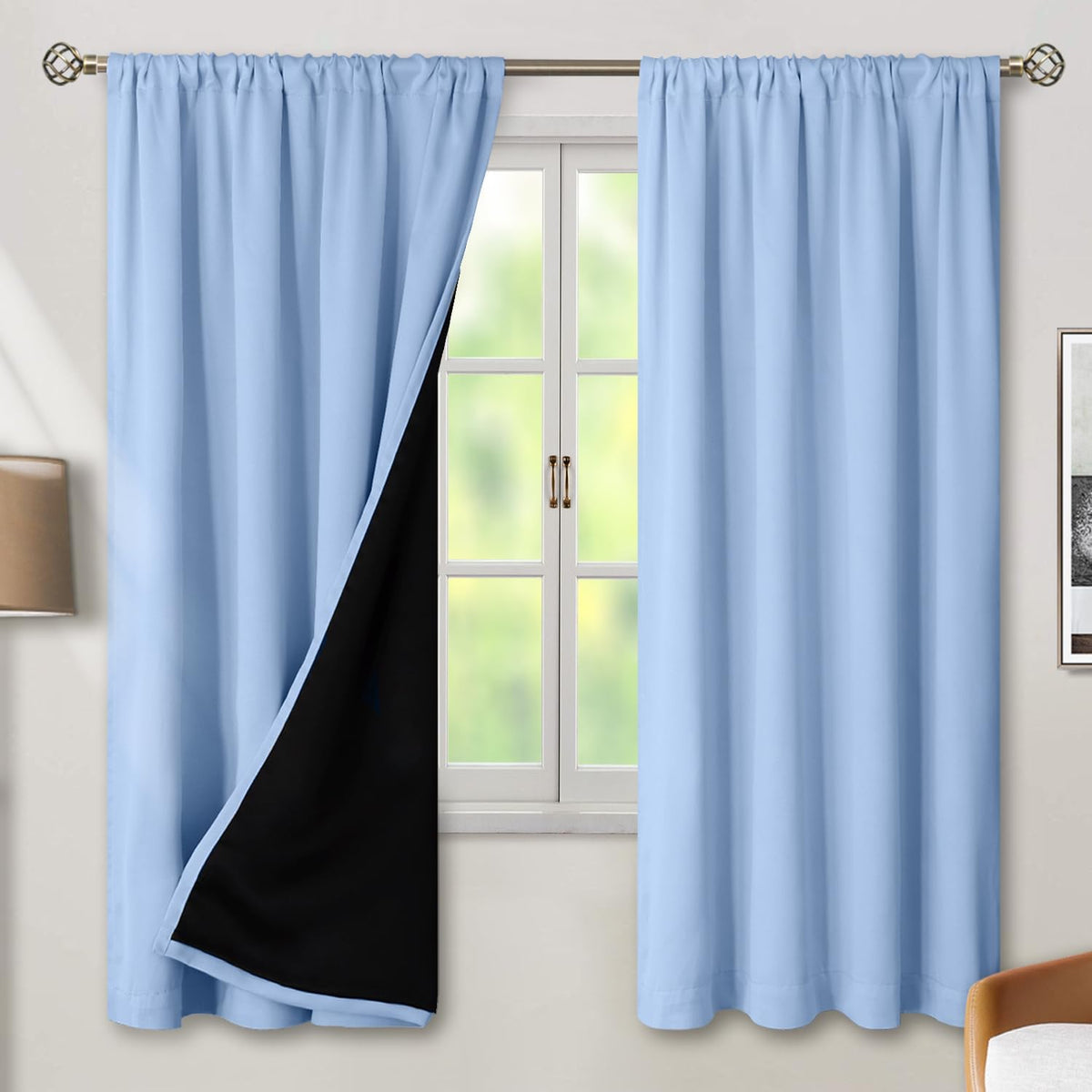 72"L x 42"W fabric curtains in Light Blue, alternate view 2