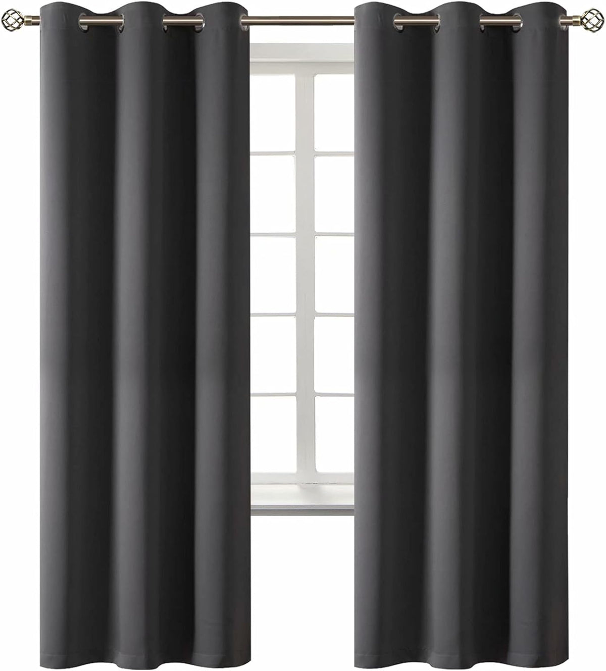 72"L x 42"W polyester curtains in Dark Grey