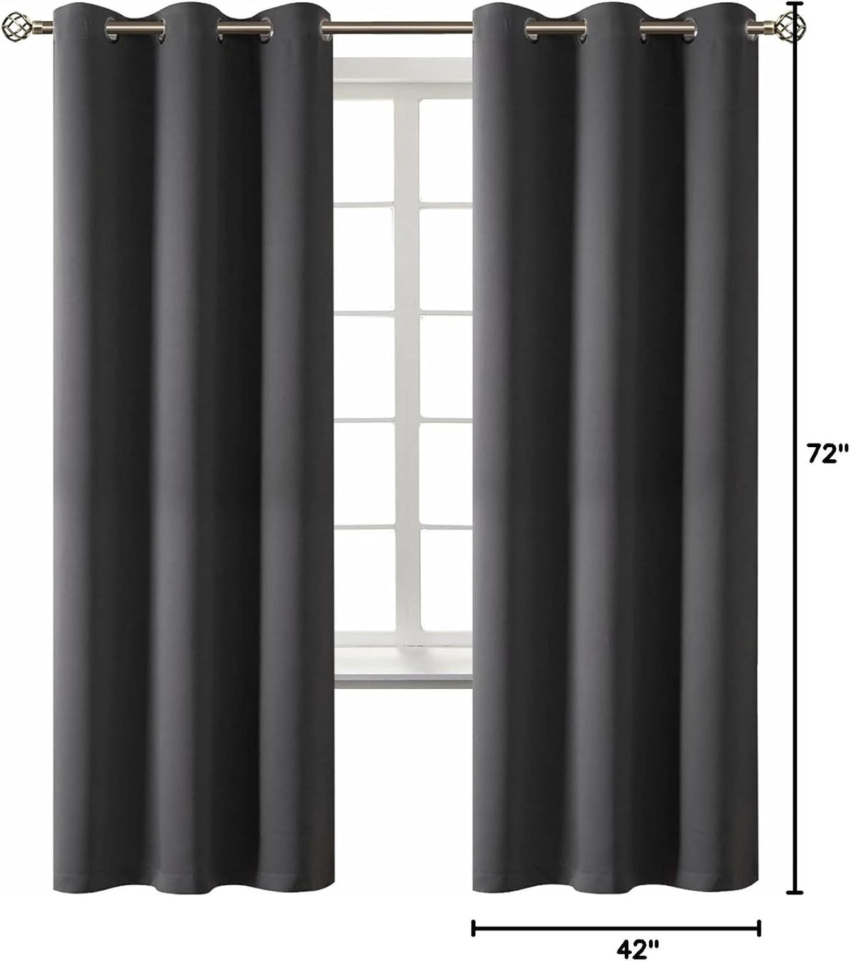 72"L x 42"W polyester curtains in Dark Grey, alternate view 9