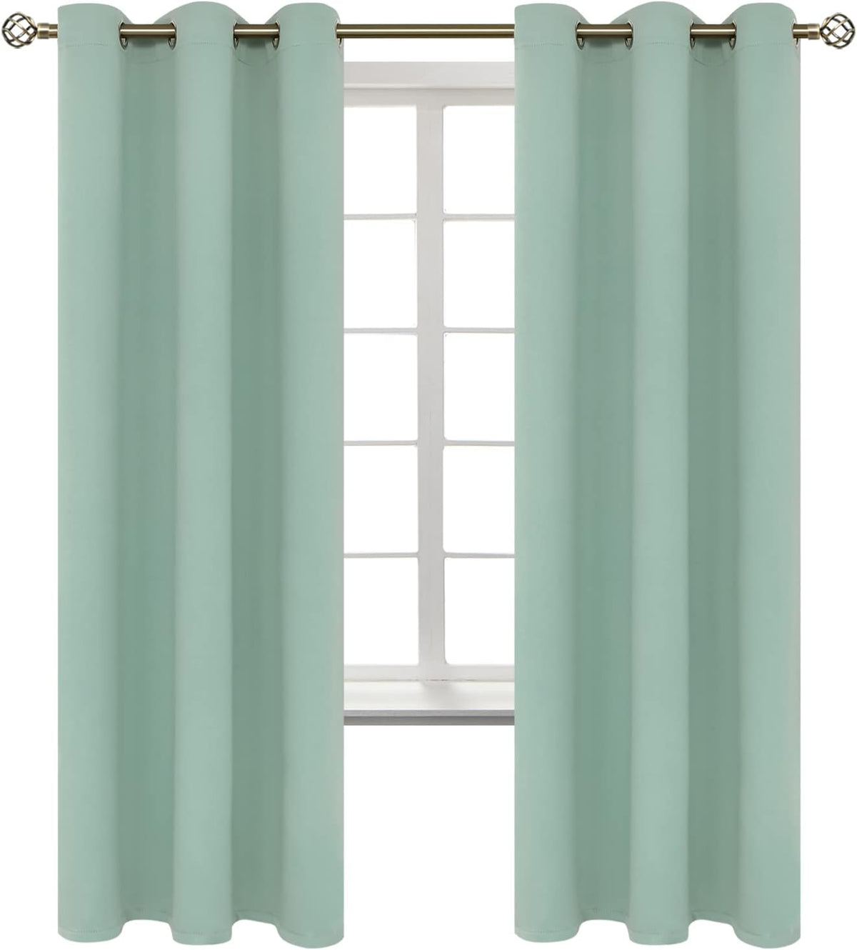 72"L x 42"W polyester curtains in Frosty Green