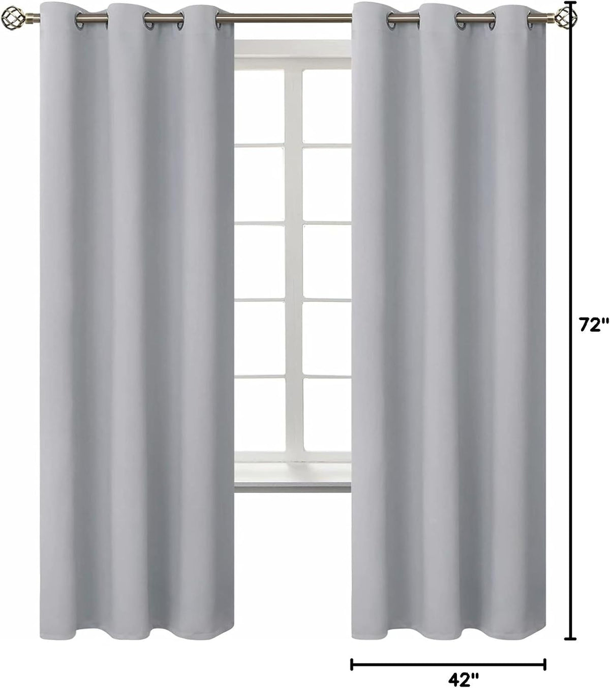 72"L x 42"W polyester curtains in Light Grey, alternate view 9