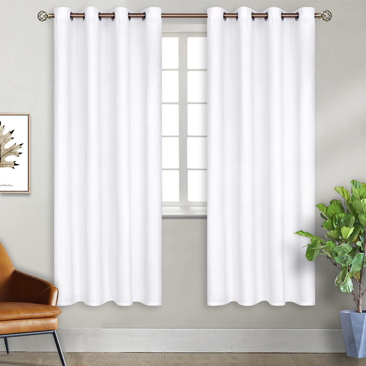 72"L x 46"W polyester curtains in Pure White