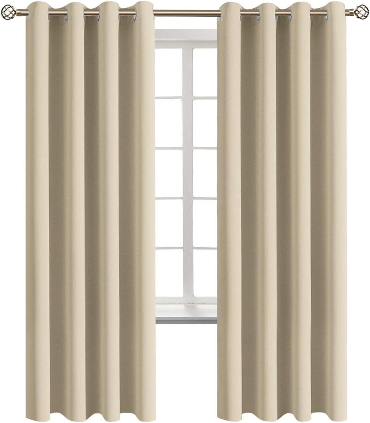72"L x 52"W polyester curtains in Beige