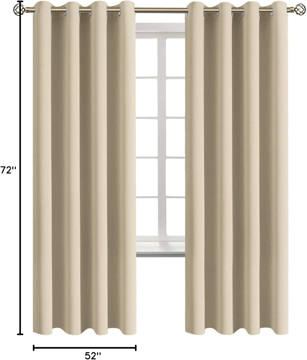 72"L x 52"W polyester curtains in Beige, alternate view 9